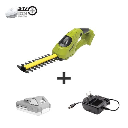 SUN JOE 24V iON+ Cordless 2.0-Ah Handheld Shrubber, Trimmer 24V-SSEG-LTE